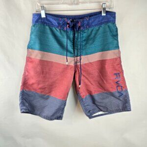 RVCA Swimtrunks Mens 30 Blue Board Shorts Surfing Drawstring Casual Non Stretch